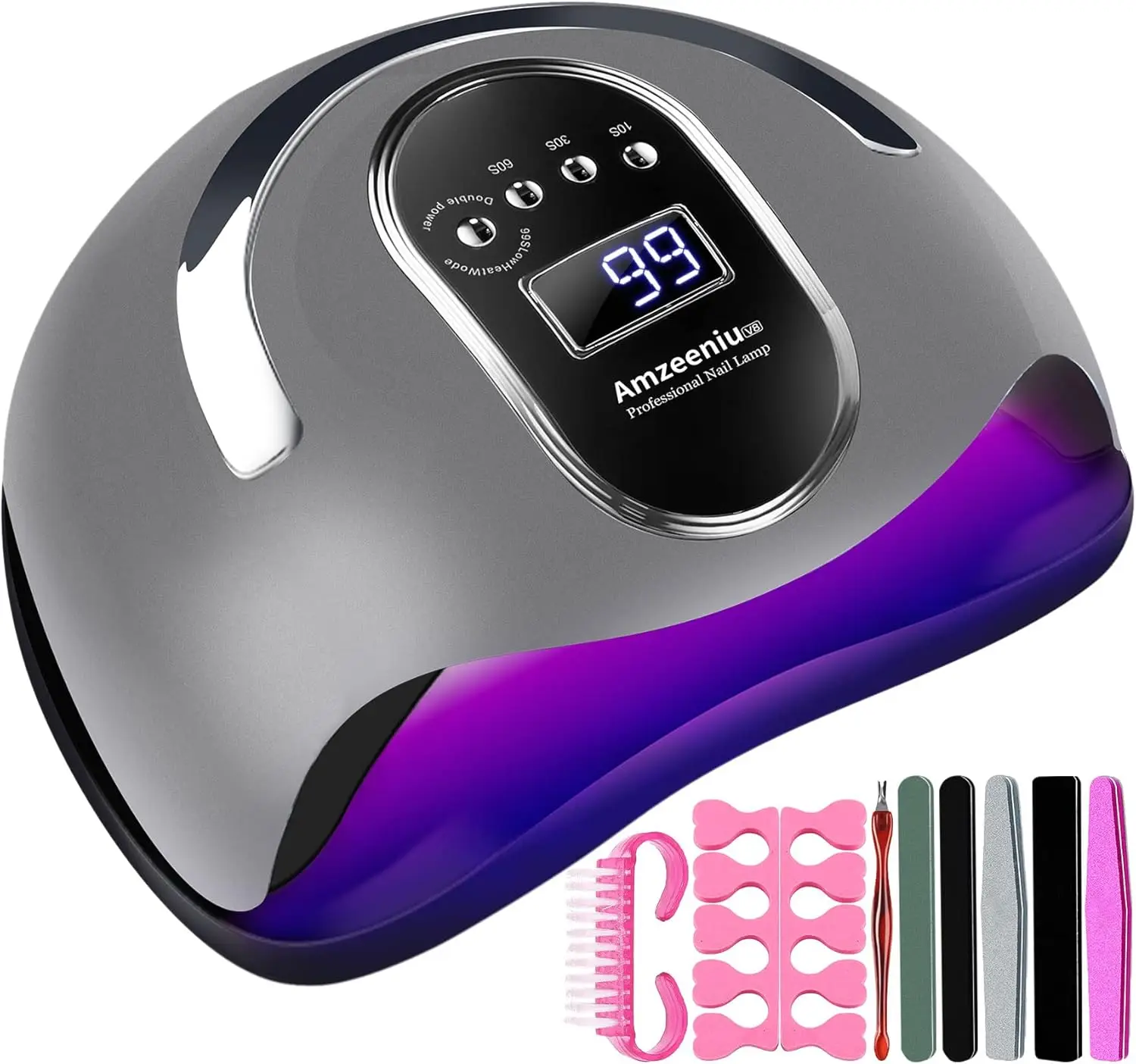 Amzeeniu Lampara LED Uñas 168W,Profesional Secador de Uñas LED UV Lampara Uñas Gel con Sensor Automatico Maquina Uñas De Curado Rápido Luz Lamp nails